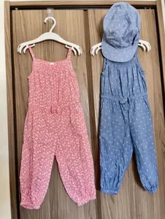 h&m サロペット色違い2枚セット　帽子　90 双子