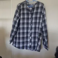 黒白チェック柄 長袖シャツ LLサイズ