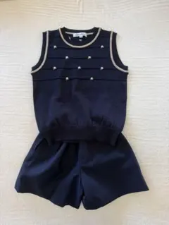 七里　新品ベスト　美品ネイビーショートパンツ2サイズ　3点セット