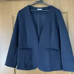 ネイビー ノーカラージャケット