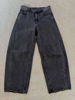 GU バレルレッグジーンズ XL ダークグレー デニムパンツ