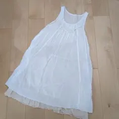 【美品】simplicite ノースリーブ チュニック ホワイト　М　ナチュラルのサムネイル