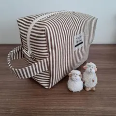 おむつポーチ ブラウンストライプ