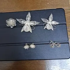 シルバーアクセサリー(ブローチ3点、ピアス2点)