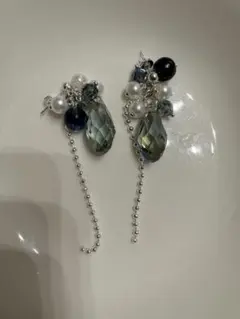 シ*マ様 多色ビーズ ロングドロップピアス