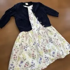 petit main 花柄ノースリーブワンピース カーディガン付き　110cm