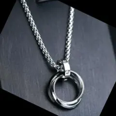 【ヒット商品】ステンレス 3連リング ネックレス メンズ 黒色レディース