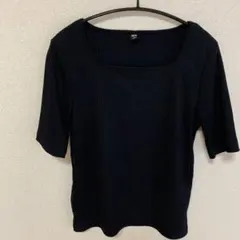 リブ編み ブラック Tシャツ Mサイズ 半袖