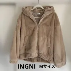INGNI フード付きベージュファーコート