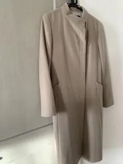 アンタイトル　グレーベージュ ノーカラーロングコート