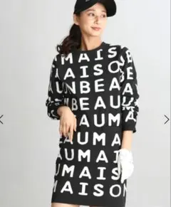 新品 SCOT CLUB スコットクラブ ゴルフワンピース アルファベット 黒