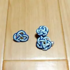 水引 デザインピアス 青白銀