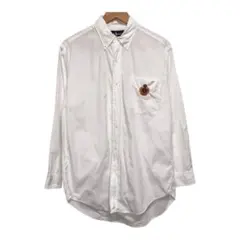 90s POLO ラルフローレン　ビンテージ長袖BDシャツ　エンブレム刺繍ロゴ