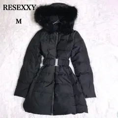 【RESEXXY】Mフード付ダウンコート ブラックダウンジャケット ファー