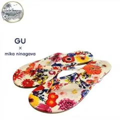 ​【完売品】GU × 蜷川実花 ビーチサンダル 花柄 Sサイズ 巾着袋付のサムネイル