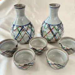 格子模様 徳利とぐい呑みの セット