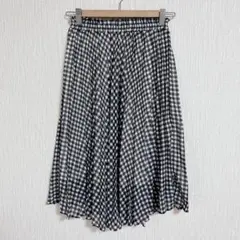 【earth music&ecology】ギンガムチェック プリーツ ミディ丈