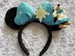 ディズニー　ミニー　ぬいぐるみ　水色　銀　リボン　星　ジュビリー　カチューシャ