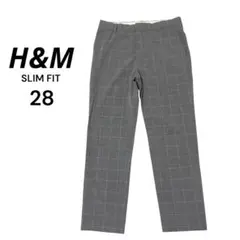 H&M SLIM FIT スラックス グレー チェック柄 EUR 28のサムネイル