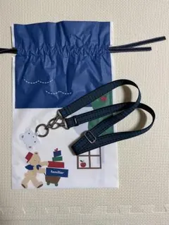 familiar 青チェック ストラップ