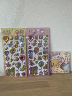 なっとうちゃん フワフワらびちゃん ぷくキラシール　おはじきシール