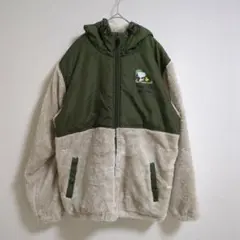 スヌーピー ボアジャケット M カーキ フード付き スヌーピータウン