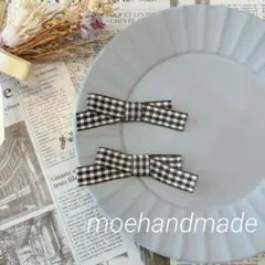 数量限定♡茶色リボン レディースベビーキッズリボン ヘアクリップ2点セット 5