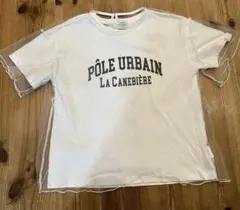 coen ロゴプリント チュールレイヤード 半袖Tシャツ ホワイトのサムネイル