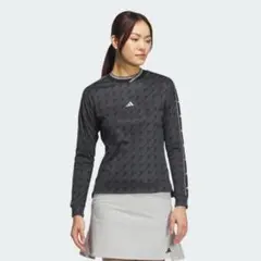 新品アディダス Adidas ストレッチ モノグラム 長袖モックネックシャツ