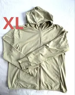 Bユニクロ エアリズムUVカットメッシュパーカー　フード付き　黄緑系