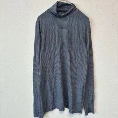 タートルネック ロンT ネイビー ホワイト ボーダー S