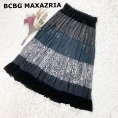美品 BCBG MAXAZRIA ロングスカート フレア シフォン ベロア 花柄のサムネイル