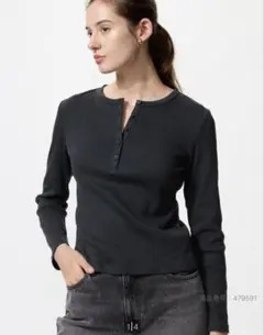 ●ユニクロ● リブヘンリーネックT 長袖　超美品！！