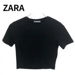 ZARA ザラ クロップド Tシャツ ブラック 半袖 クルーネック 無地