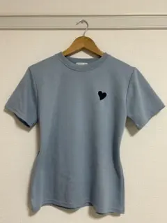 DHOLIC 水色 ハート刺繍 半袖Tシャツ　シミありのサムネイル