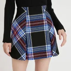 秋冬 ロービングチェックミニスカート ウエスト63-65