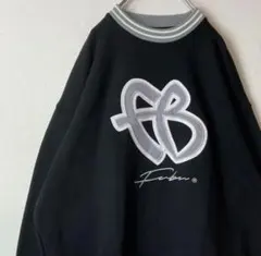 【リンガーネック、ビッグ刺繍ロゴ】FUBUスウェット古着ヒップホップ黒ブラック