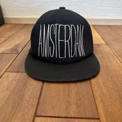AMSTERDAM 刺繍 キャップ ブラック