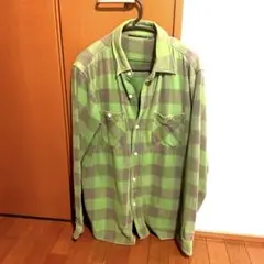 SRAIVE 緑と灰色のチェック柄ネルシャツ Lサイズ