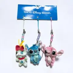 ディズニーリゾート スティッチ エンジェル スクランプ ストラップ セット レア