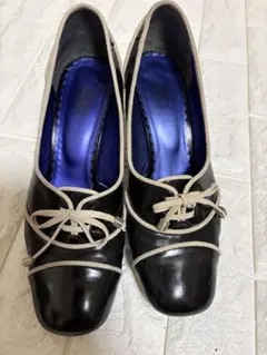 ANNA SUI パンプス 黒 チャンキーヒール 日本製 23〜23.5cm相当