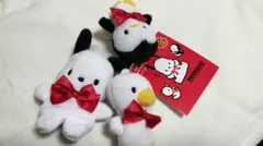 ポチャッコ 指人形マスコットホルダー　35周年レッドリボン