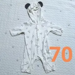 パンダ耳付きロンパース　70
