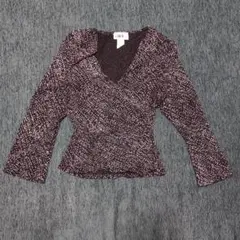 J.B.S.LTD. ラメドット柄 カシュクールトップス S 黒 Vネック