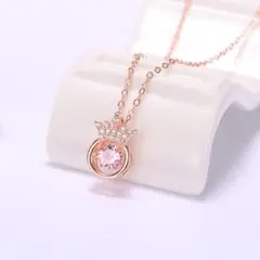 ダンシングストーン レディース ネックレス 王冠 ジルコニア ピンクver