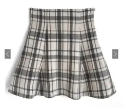 GRL グレイル チェック柄ハイウエストフレアミニスカート アイボリー