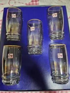 昭和レトロ ゴールドライン グラス 5客セット - メルカリ