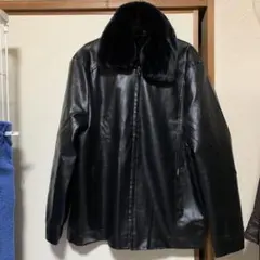 メンズ　レザージャケット　PUレザー　黒　大きいサイズ