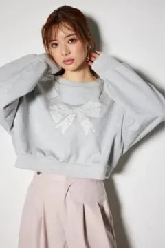rienda レースリボンモチーフスウェットトップス