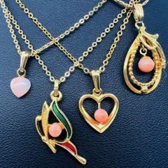 ゴールドチェーン 珊瑚ネックレスセット